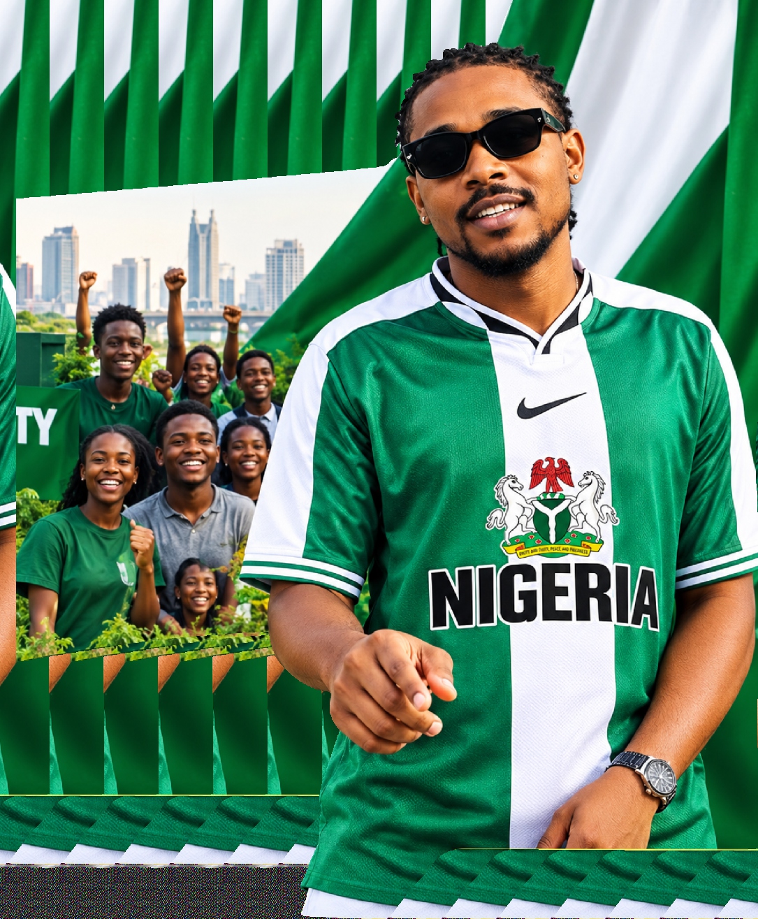 A young Nigerian supporter inviting others to join the One Voice movement